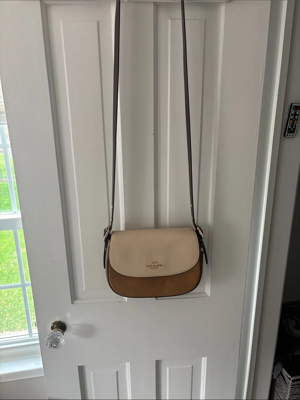Coach Two-Tone Crossbody Bag in Cream and Brown - Picture 1 of 4